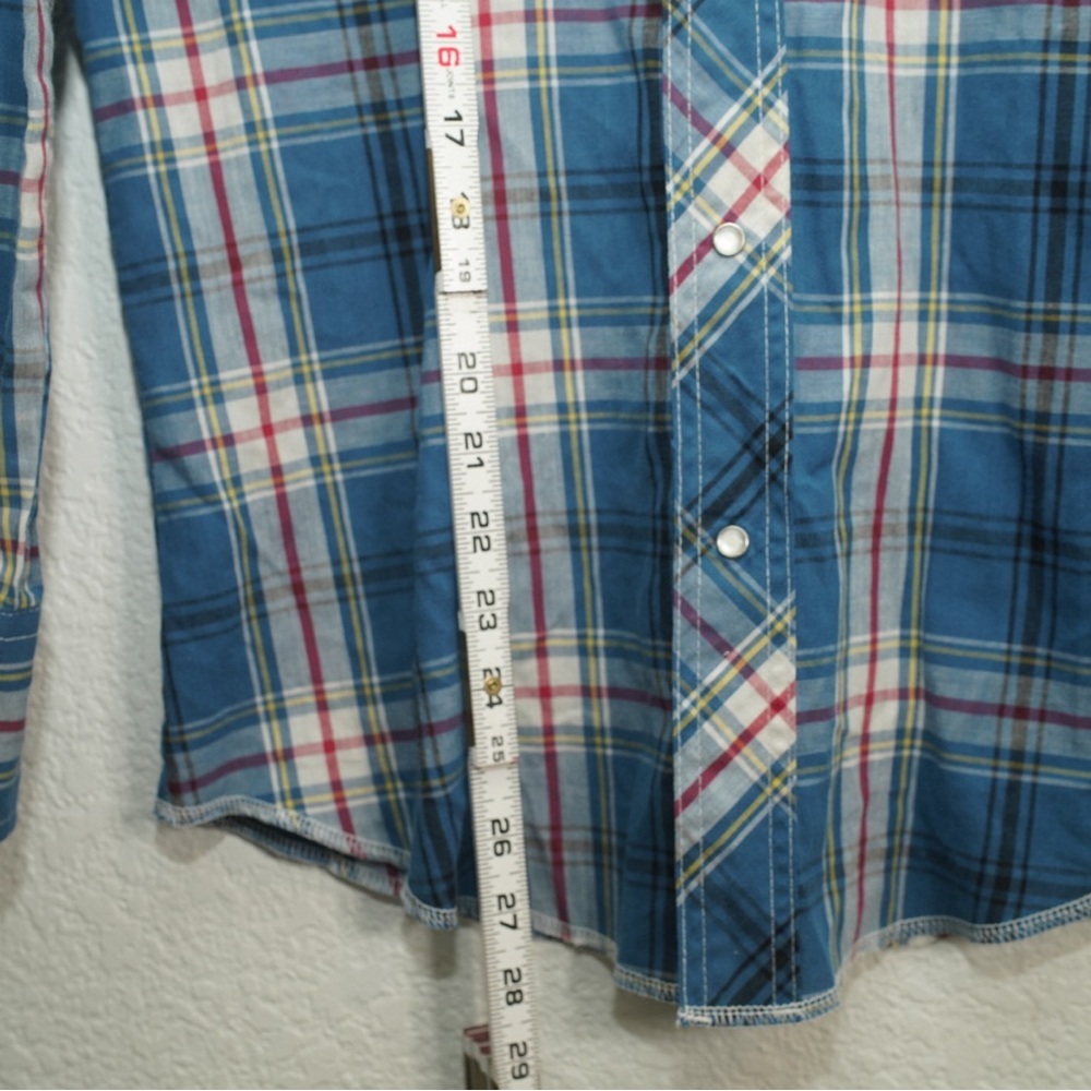 Wrangler Shirt Western Plaid Diamond Pearl Snaps Long Sleeve Cowboy Mens small - Picture 8 of 9